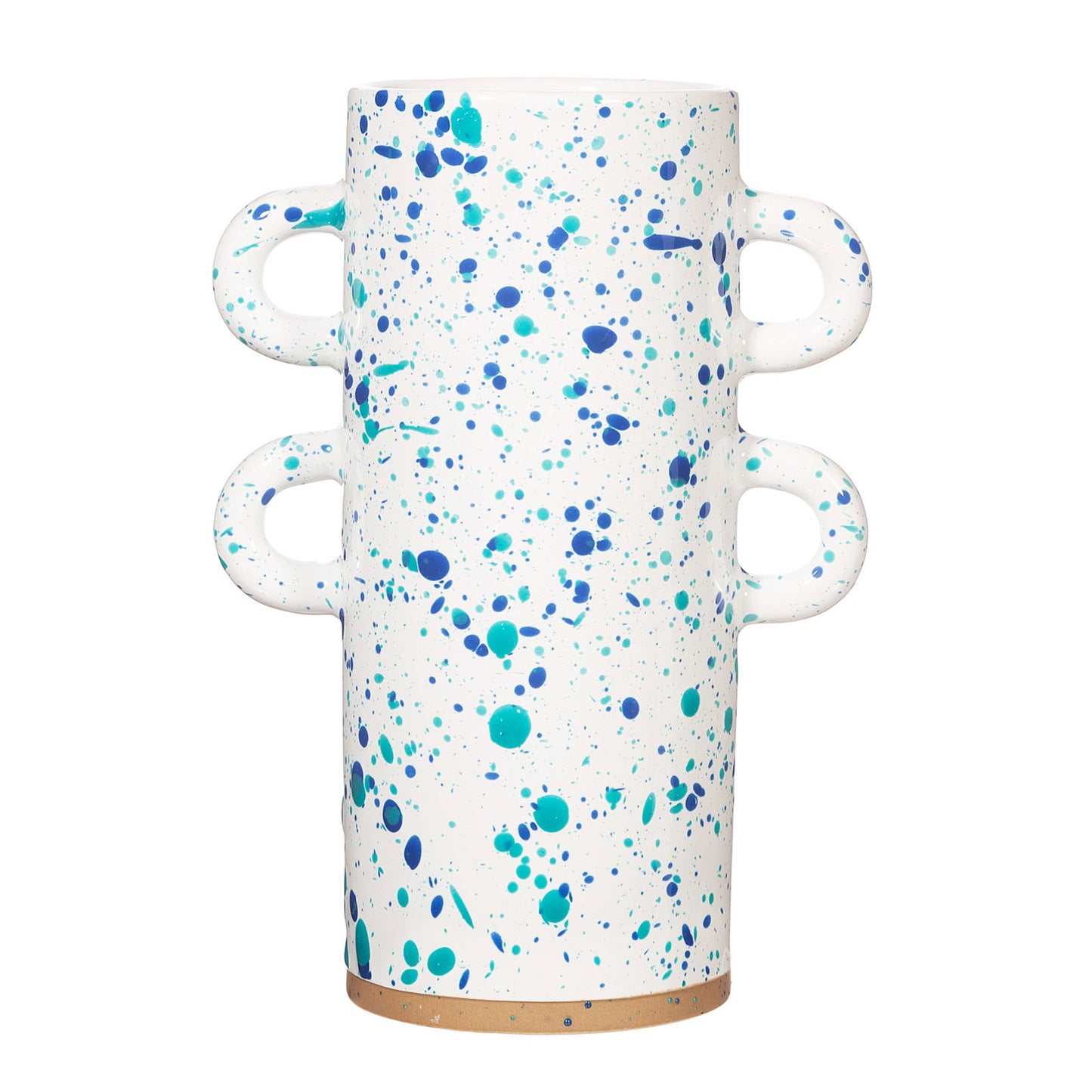 Turquoise and Blue Splatterware Large Vase