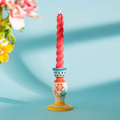 Folk Floral Candlestick Holder