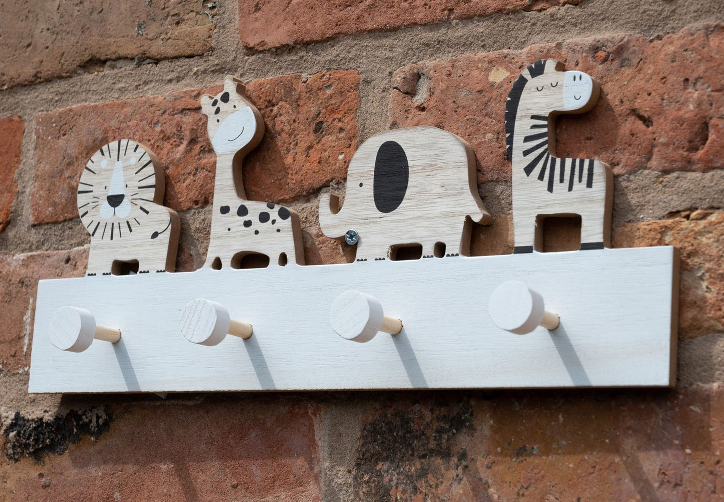 Wooden Animal Carvings with 4 Coat Hooks