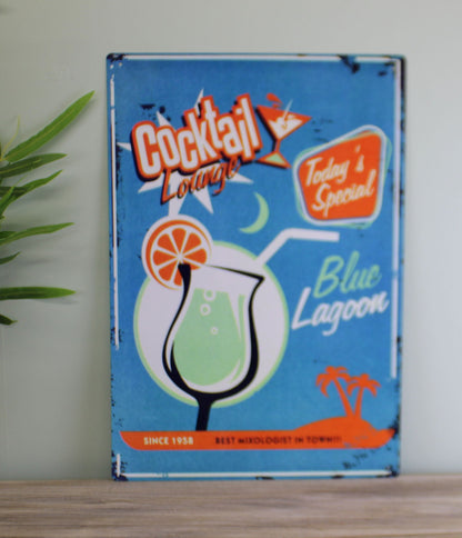 Vintage Metal Sign - Blue Lagoon Cocktail Lounge