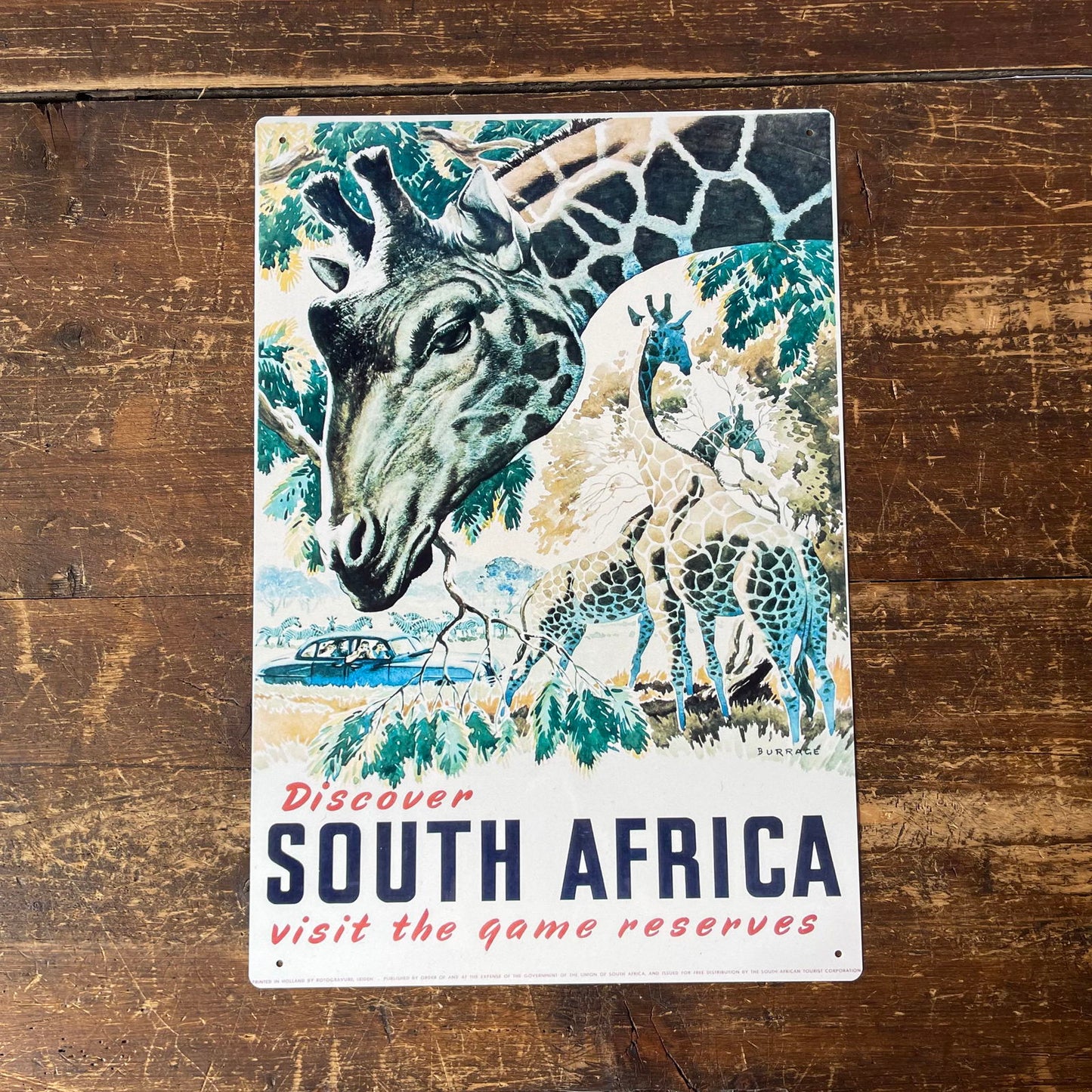 Vintage Metal Sign - Retro Travel Advertising, Visit South Africa