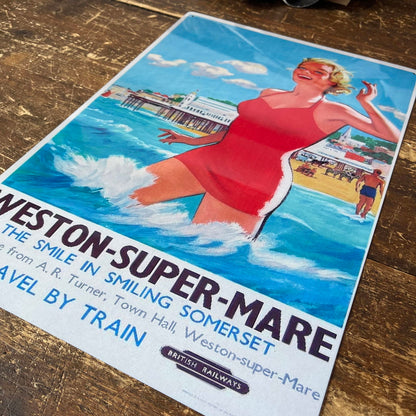 Vintage Metal Sign - British Railways Retro Advertising, Weston-Super-Mare, Somerset