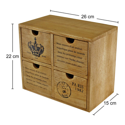 4 Drawer Rustic Storage Unit, Trinket Drawers | 2 Pack