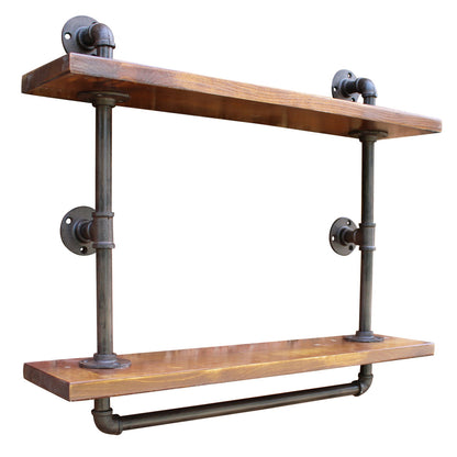 Industrial Pipe Wall Shelf with 2 Shelves