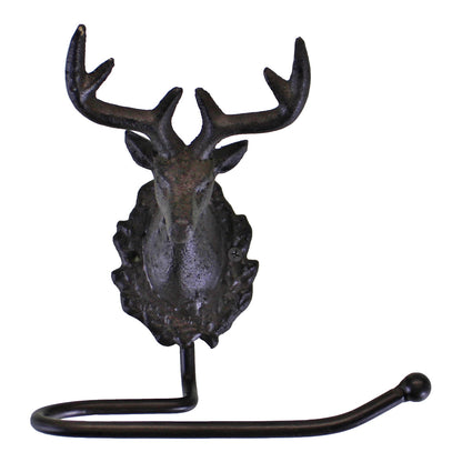 Cast Iron Rustic Toilet Roll Holder, Stag Head Design