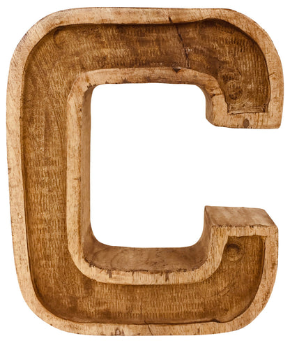 Hand Carved Wooden Embossed Letter C