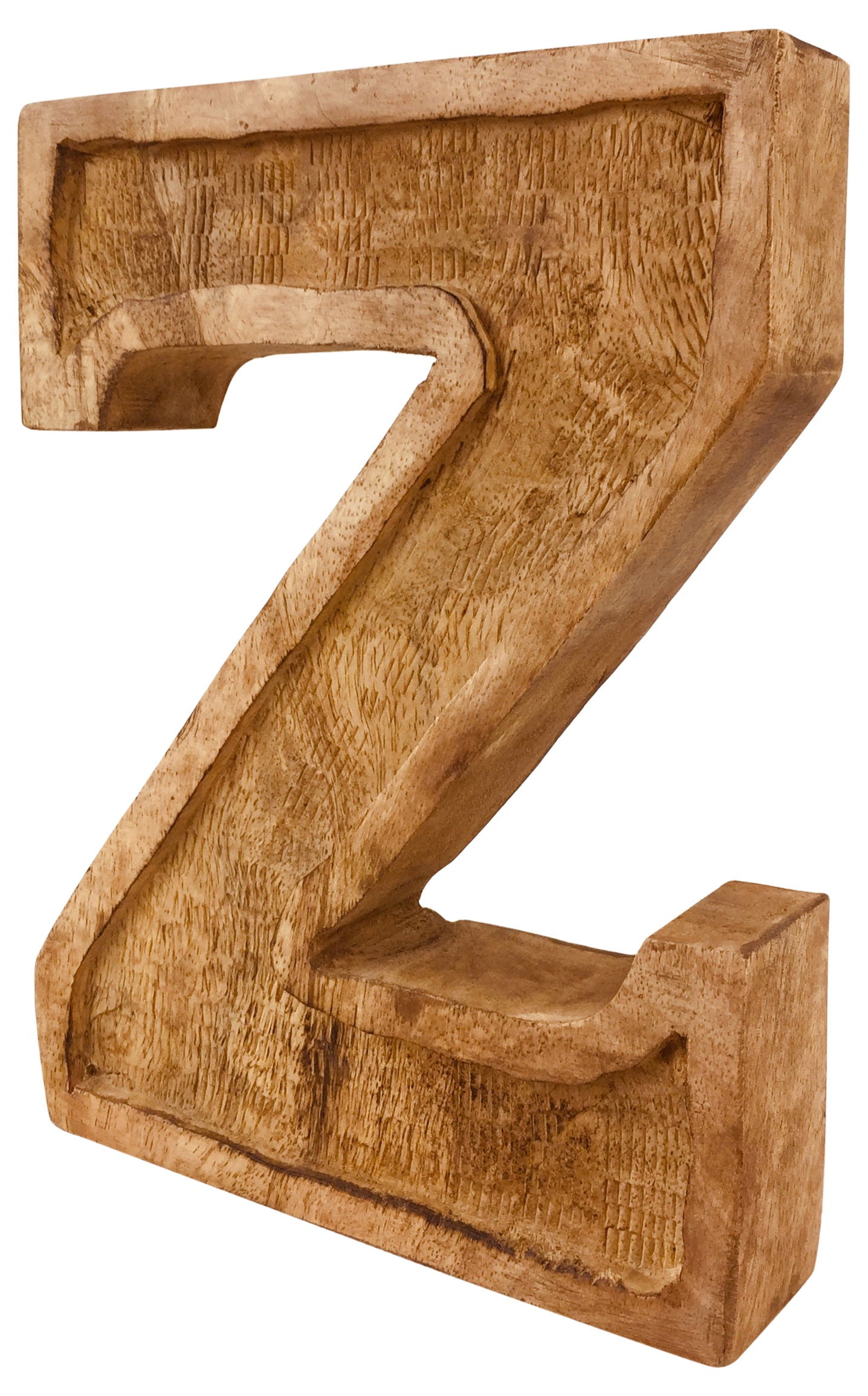 Hand Carved Wooden Embossed Letter Z