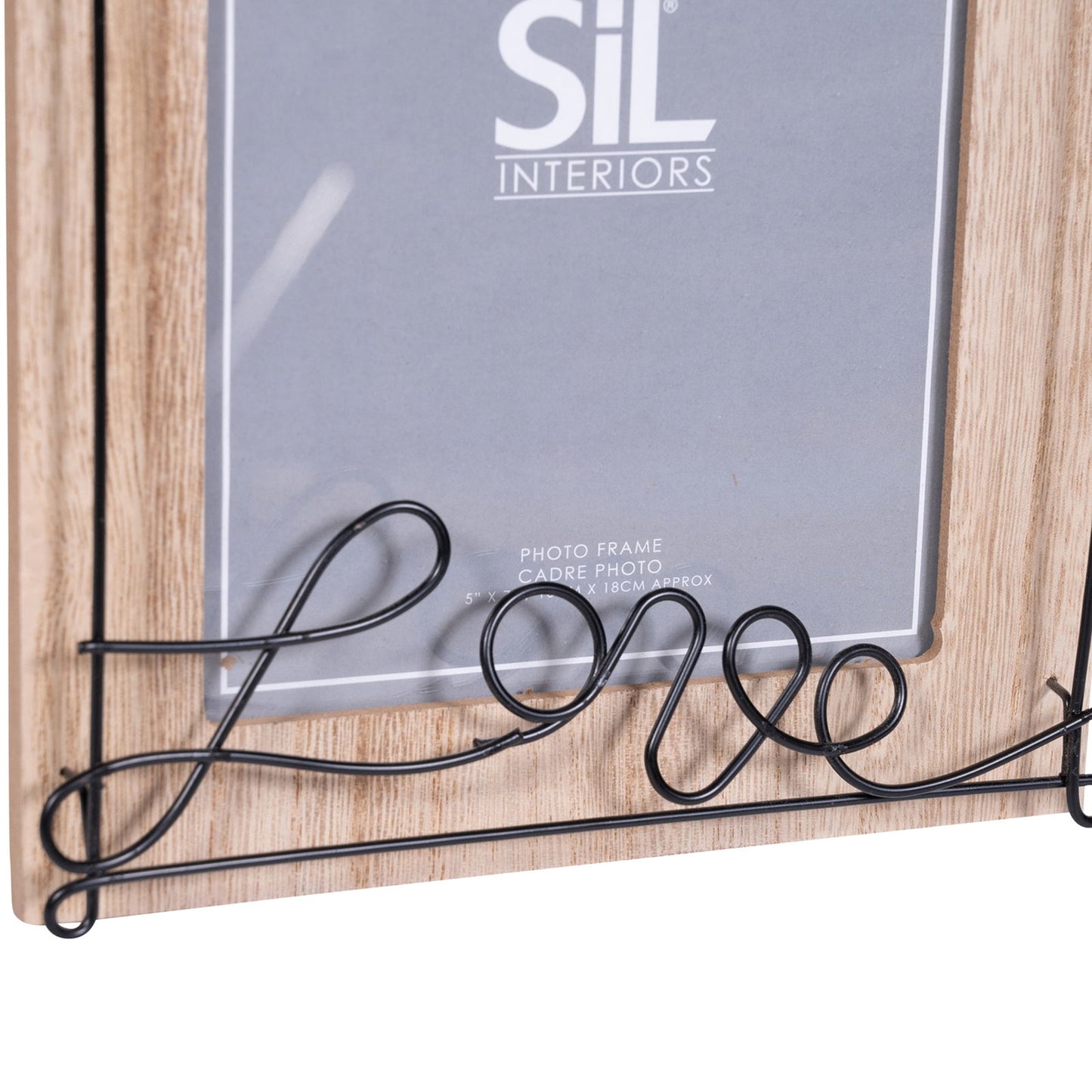 Wooden Photo Frame with Black Wire Love Script 5x7"