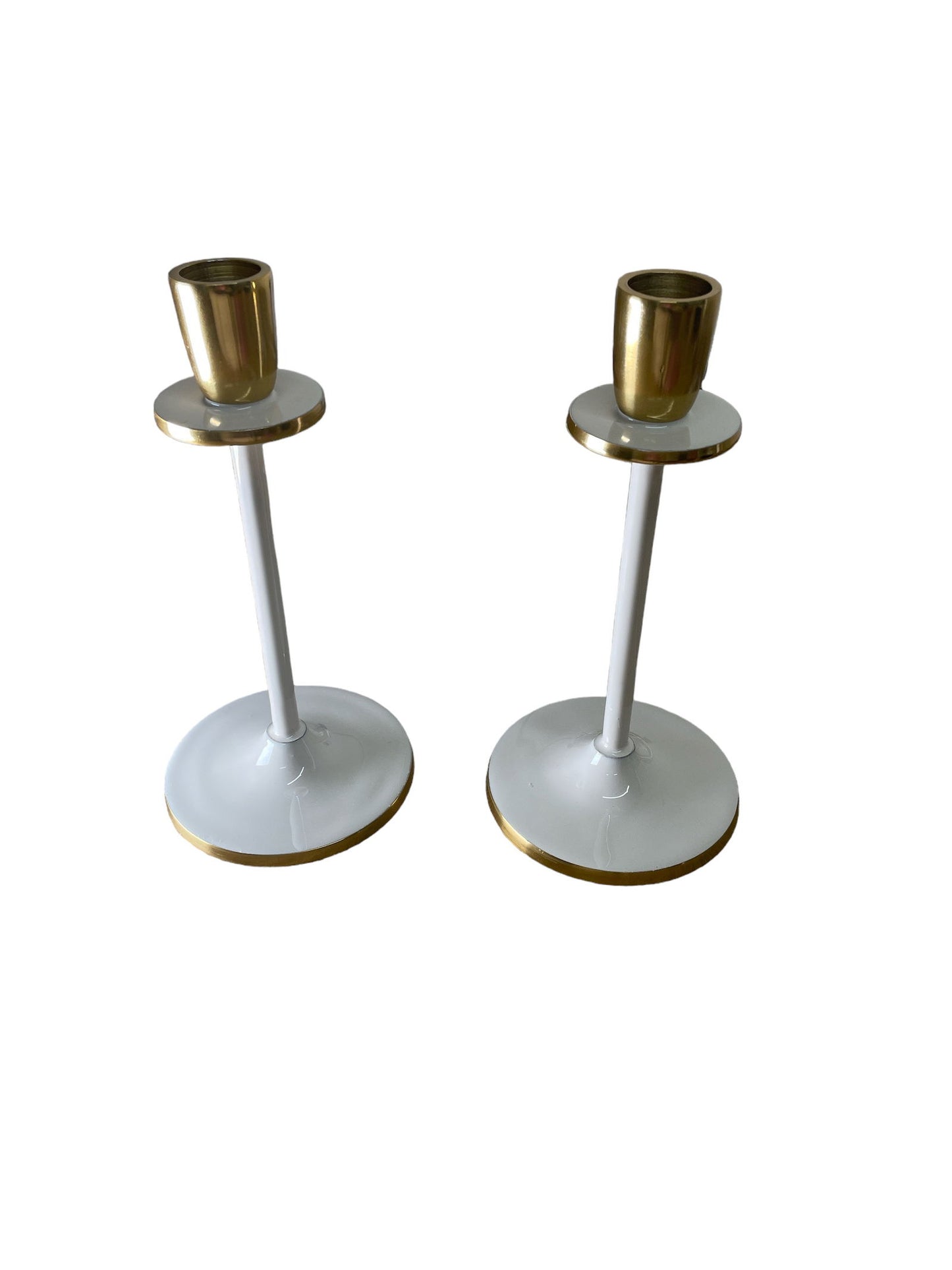 Glossy White Irina Candlestick, Set of 2, 20cm