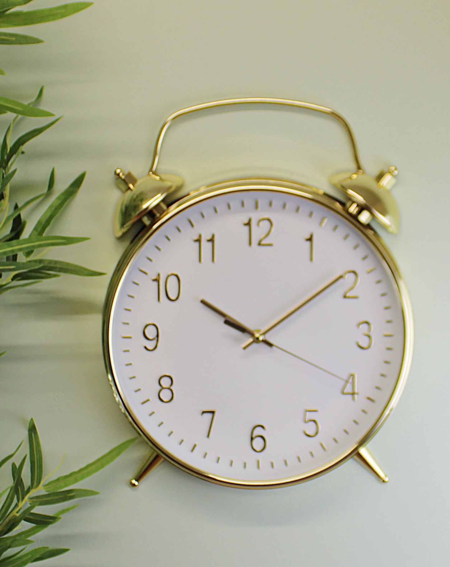 Alarm Style Gold & White Wall Clock