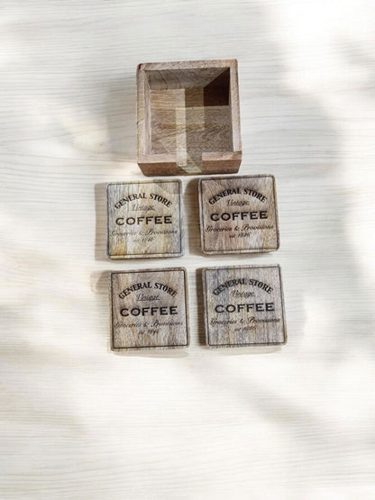 Coffee General Store Coasters Set Of 4