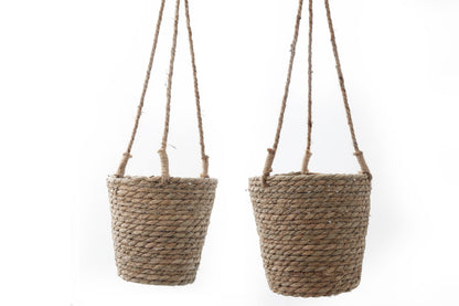 Set of Two Rush Grass Hanging Planters