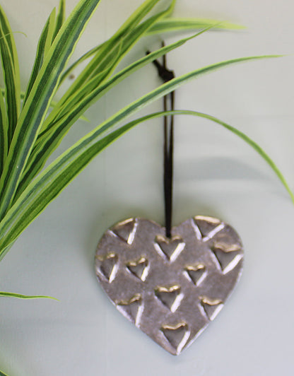 Hanging Silver Metal Heart Ornament, 10cm