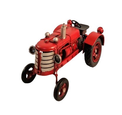 Red Metal Tractor Ornament 17cm