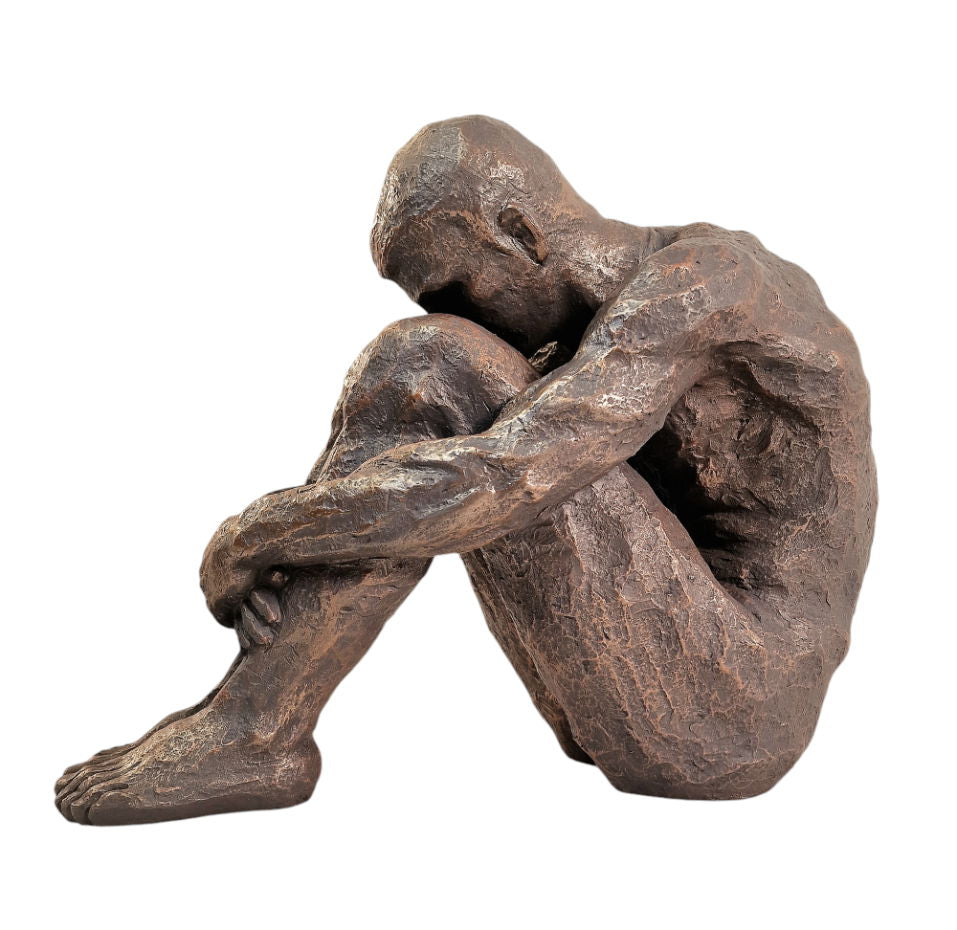 Sitting Man Bronze Style Statue 44.5cm