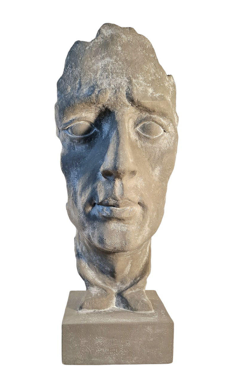 Large Grey Face Statue on Stand 90cm