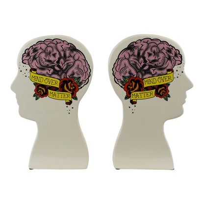 Ornamental Ceramic Phrenology Bookends