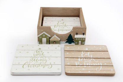 Set Of 4 Christmas Market Coasters