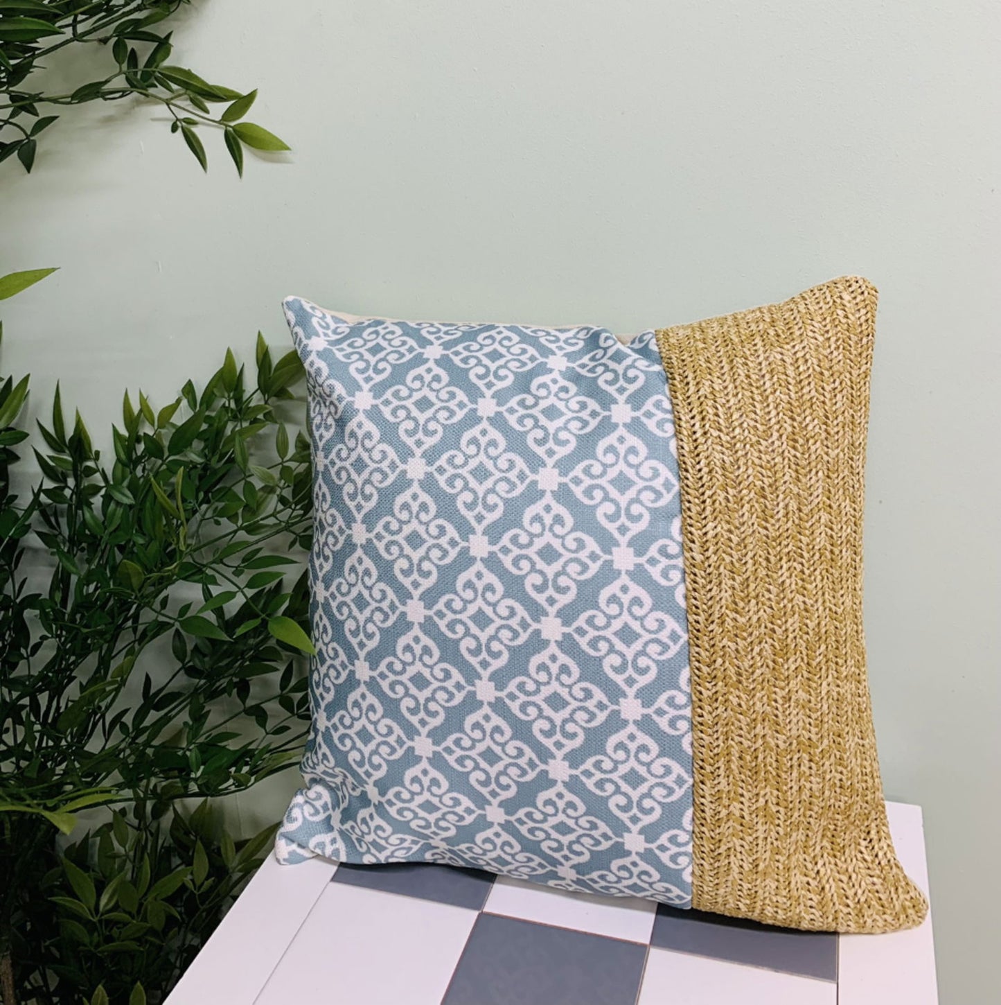 Serenity Print Square Cushion Grey